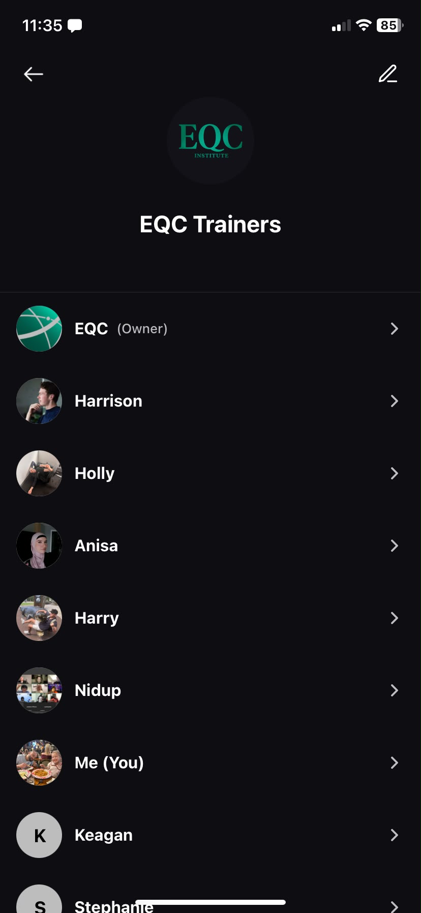 The Group Details screen