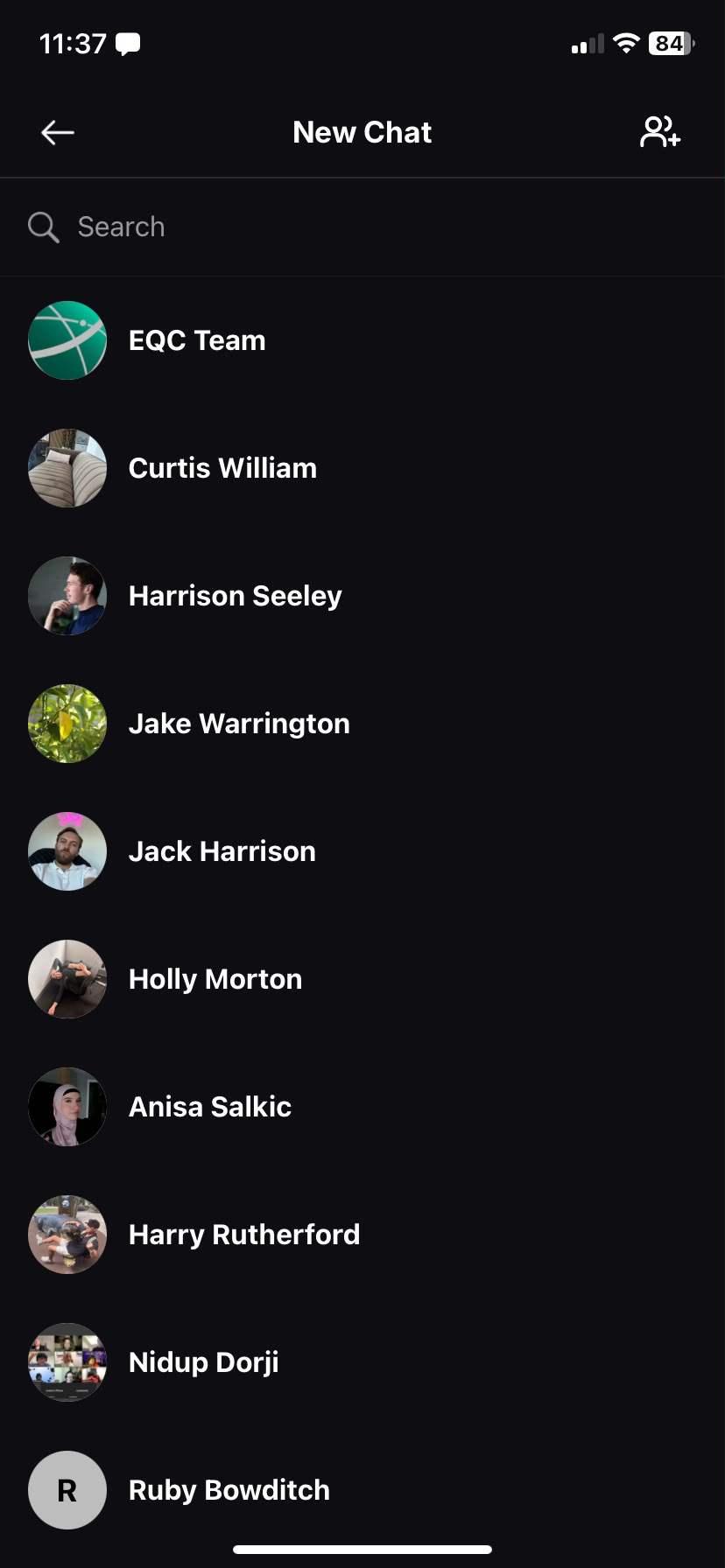 The New Chat people picker