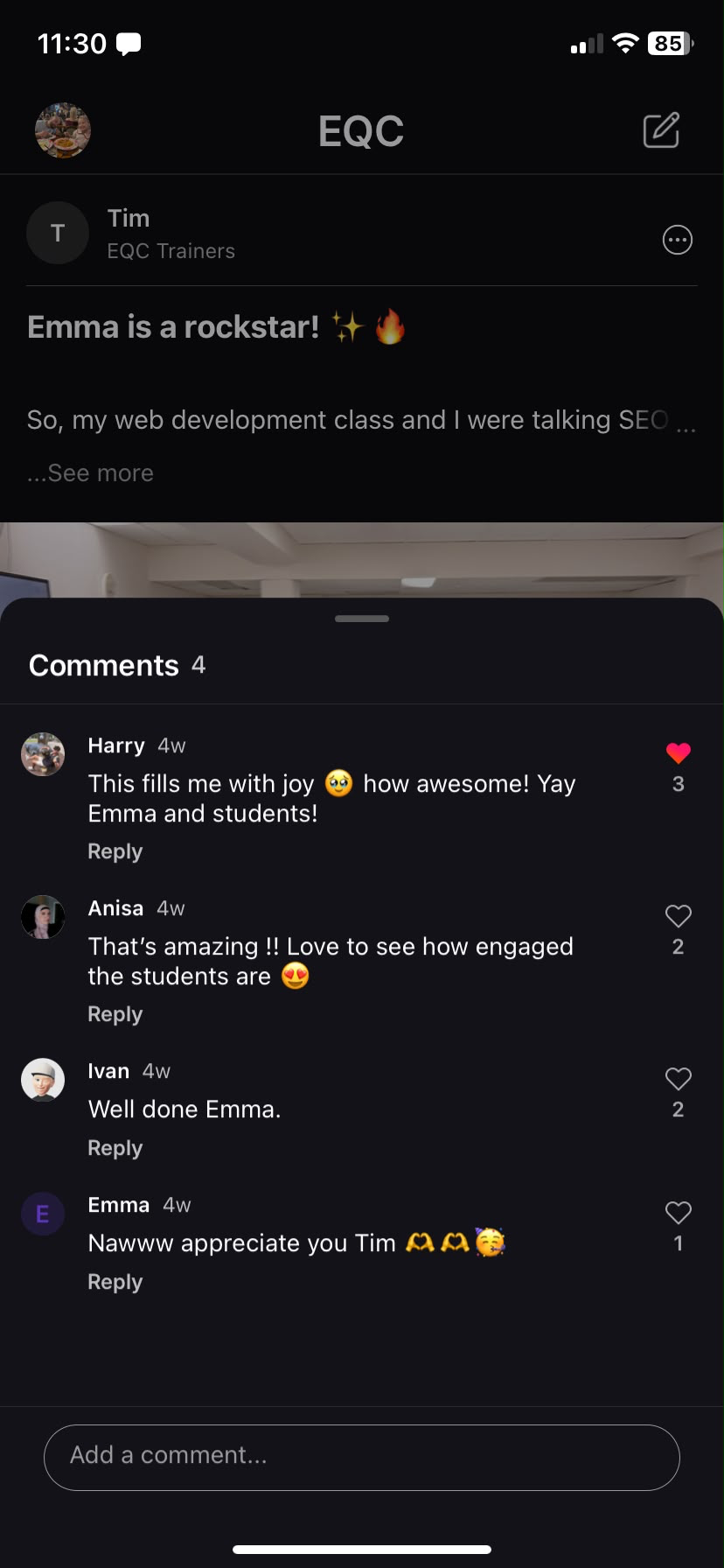The comments sheet